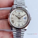 Noob Factory V3 Version Replica Rolex Presidential Day Date II 3255 Cream Dial Watch
